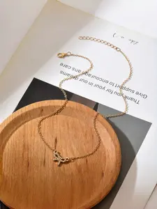 Coquette Vibes Bow Necklace - Gold Crystal Bow Pendant, Dainty Chain for Girls