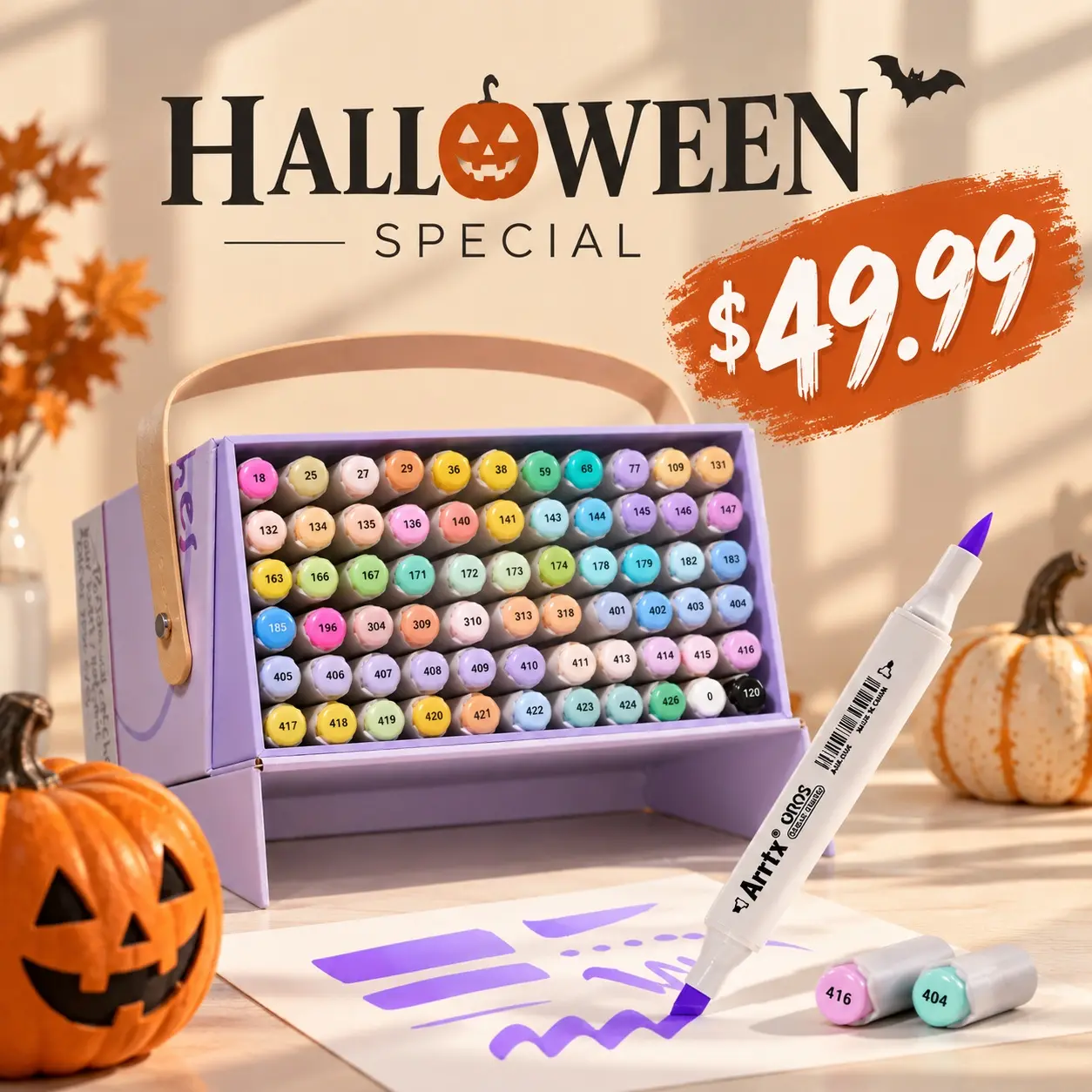 Halloween Sale Arrtx Oros Alcohol Art Markers Set - 66 Assorted Pastel Subtle-Tone Colors, Brush & Chisel Tips, Coloring Supplies, Aesthetic & Alcohol Marker Drawing & Painting Supplies, Blending Office Stationery, Gift Box for Artists,techvibes