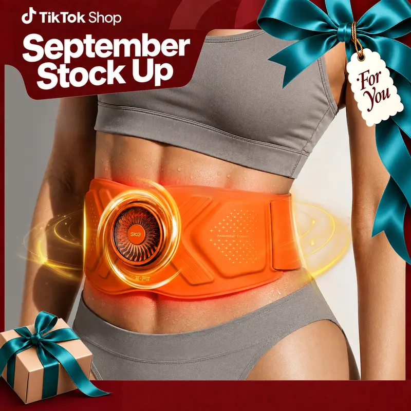 SKG Abdominal Care Belt with EMS, Vibration, Heat & 5-Color LED Light, Smart App Control, QS700Ultra