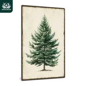 Vintage Metal Tin Sign, Tree Pattern Wall Art Decor, Wall Decor for Home Farmhouse Living Room Cafe Coffee Shop, Home Decor, Room Decor
