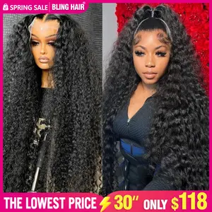 [30inch Only $118] Bling Hair Deep Wave 13x6 Lace Front Wigs Human Hair Pre Plucked 180% Density HD Transparent 13x4 Lace Frontal Wigs For Women Human Hair Lace Front Wigs Deep Curly Lace Front Wig