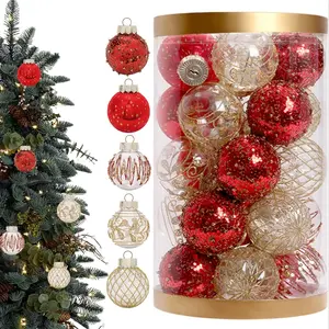 Christmas Tree Ornaments Set, 25 Pcs 2.36 Inch Christmas Balls Decorations, Festive Holiday Home Decoration Accessories