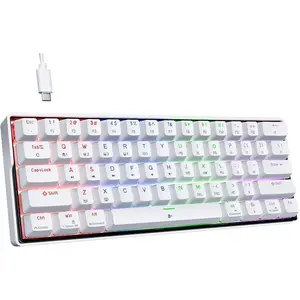 K61SE Gaming Keyboard, 60 Percent Mechanical Keyboard, Wired RGB Backlit N-Key Rollover Compact Mini 61  Keyboard for PC Laptop, Red
