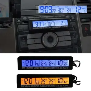 LCD Voltage Temperature Battery Car 3-in-1 Digital Voltmeter Display Clock Digital display Car color electronic clock thermometer
