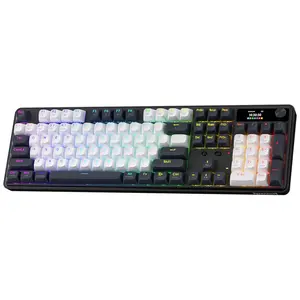Redragon K761 Wireless Gasket Gaming Keyboard w/Hype Screen & Knob, 104 Keys Mechanical Keyboard, Easy-Control 1.14’’ TFT Info Display, 5-Layer Noise Dampening, Custom Linear Switch, Abyssal Blue
