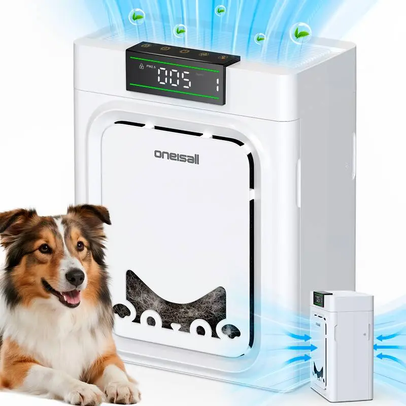 Oneisall PP02 Air Purifier for Pet Hair & Odor, 3-in-1 Washable HEPA Filter, Covers up to 2000 Ft², Dual-Sided Filter with 220g Activated Carbon, Pet-