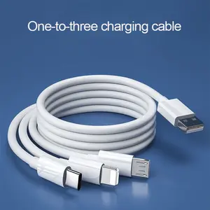 New Type-C Fast Charging Cable (100w/6a), Compatible with Huawei, Honor, Xiaomi, Redmi, Samsung, Oppo, Vivo, Three-In-One Phone Charger