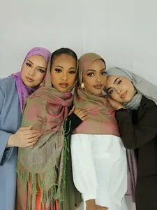 Women's Fashion Autumn Winter New Ethnic Style Scarf 70x190cm Warm Windproof Jacquard Headscarf, Stylish and Cozy Accessory For Muslim muslim hijab Turban Hijab Winter headscarf