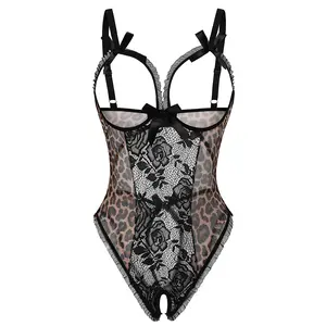 Avidlove Women's Backless Floral Lace Babydoll Mini Bodysuit with Cutout Bra & Adjustable Straps for Everyday & Bridal Wear