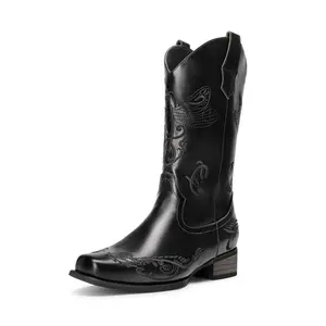 Dream Pairs Women's Square Toe Embroidered Cowboy Boots