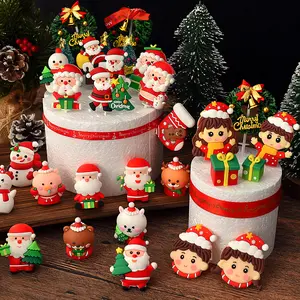 Christmas decorations : Topper Sets with Santa, Snowmen, christmas tree, Stockings, Houses, Kids & Animals, Wreath Bundles (10pc), 2 Ribbon Sets - Cake Decor & Gift Wrap Supplies Decoration Baking ribbons christmas ribbons Ornaments Rubber