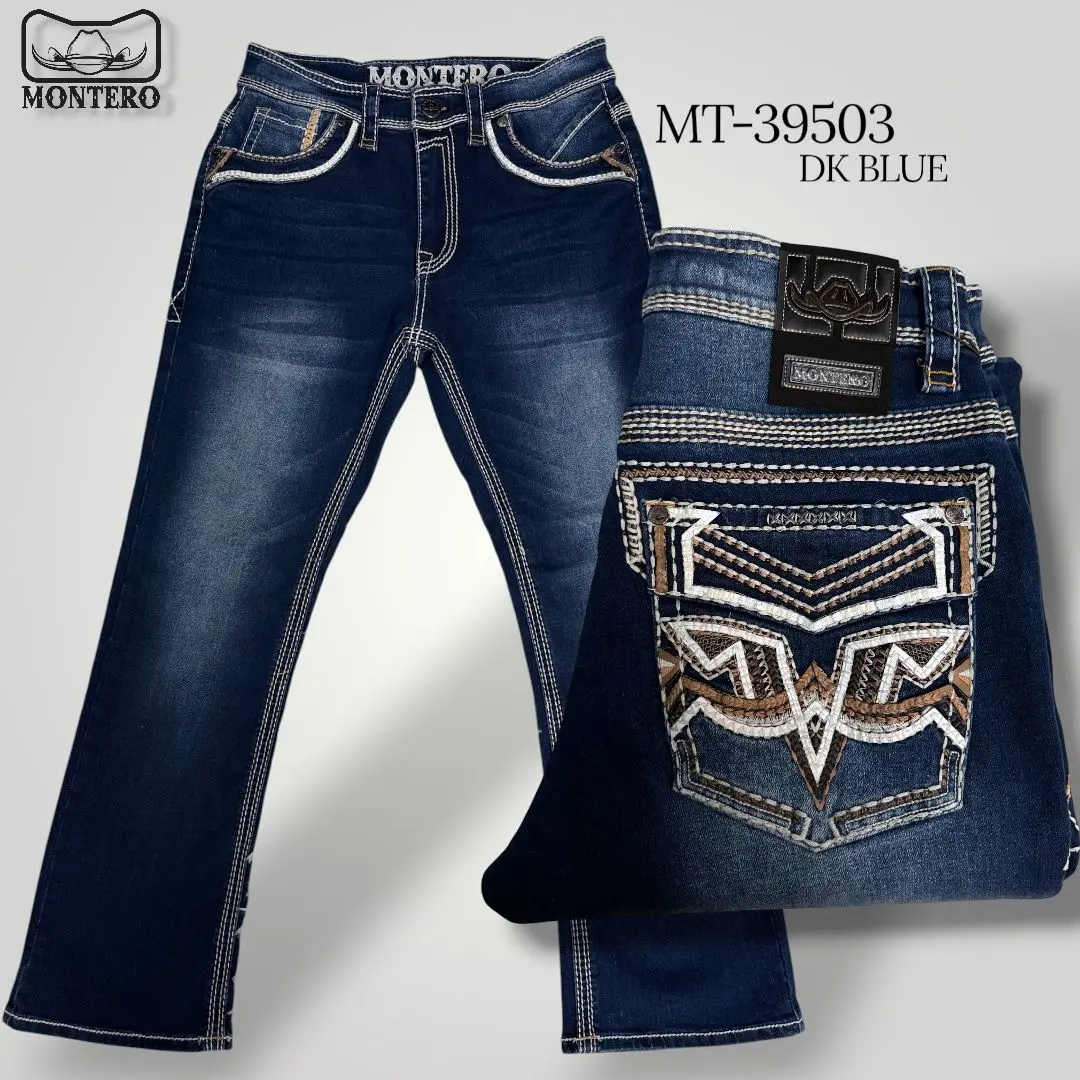 Montero Men's Blue Modern Boot Denim Jeans-MON 39503