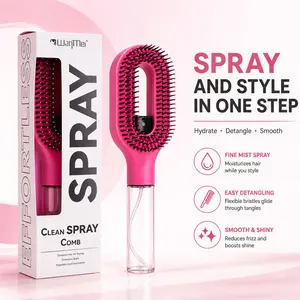 2-in-1 Spray Hair Brush with Water Tank, Fine Mist Detangling Styling Comb for Wet & Dry Hair, Hydrating Scalp Massage Brush for Smoothing, Shine & Easy Daily Hair Care, Lightweight Salon Hair Tool for Women