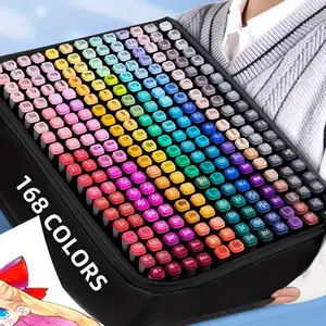 80/100/120/168 Colors Alcohol Markers Set – Dual Tip Art Markers with Pen Holder & Carrying Case, Coloring Markers for Kids & Adults, Ideal for Drawing, Sketching, Coloring Books and Illustration Artist Supplies pencil case mechanical pencil set markers