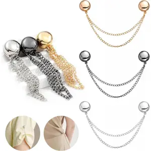 6pc Magnet Clothing Pins, Multi-Function Magnetic Strength Buttons Hem Clips, golden & black - pinless magnetic clips for hijab, scarves & clothing adjustments, For Muslim