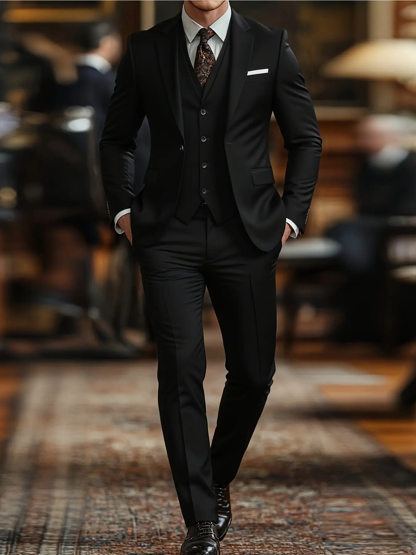 Men'S 3pcs Suit - Slim Fit Tuxedo Set for Weddings & Formal Occasions, Groomsmen Suit, Evening Formal Suit, Black Suit with White Shirt & Pants, Perfect for Office Meetings and Elegant Events, Formal Attire|Slim Fit Suit|Durable Wedding Wear