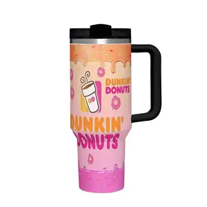 40 Oz  Donuts Colorful Donut Coffee Pattern Insulated Cup, Double-Layer Vacuum Insulation Leak-Proof Lid Design, Long-Lasting Cold And Heat Preservation, Father's Day, Mother's Day, Birthday Christmas