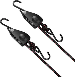 1/4" Ratchet Tie Down Straps, 2-Pack & 12FT Adjustable Rope Hangers