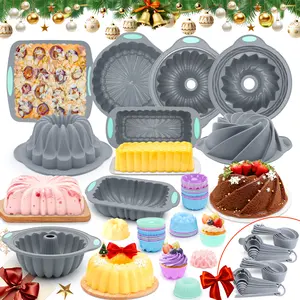 nonstick pan 67/46/21 Pieces，Silicone Baking Mold Set, Non-Stick Kitchen Baking Tray, Includes Cake Mold Set Perfect for homemade cakes, breads, jellies, mousses, gelatin desserts, banana bread, Christmas gifts, and holiday season treats.