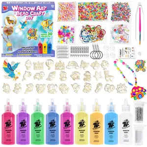 TBC The Best Crafts DIY Stained Glass Window Art Kit for Kids - 30+ Suncatchers, 9 Non-Toxic Peelable Colors (No Glue), Acrylic Kit with Window & Mirror Clings, Cool Room Decor, School Educational Supplies