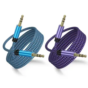 3.5mm Audio ,5FT 2Pack Aux Cord 3.5 mm Male to Male  Stereo Jack Cord TRS Auxiliary Audio  Hi-Fi Sound Headphone Braided  for , ,iPad, Stereos,Speakers,Tablets