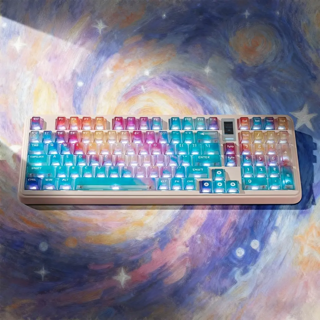 Blue Gradient Keycaps, Crystal Clear Keycaps, Cherry Profile, Transparent PC Material, Fits Mx 64/68/87/96/104 Keys, Ideal for Mechanical Keyboard, Computer Peripherals, Rgb Backlight Keycap