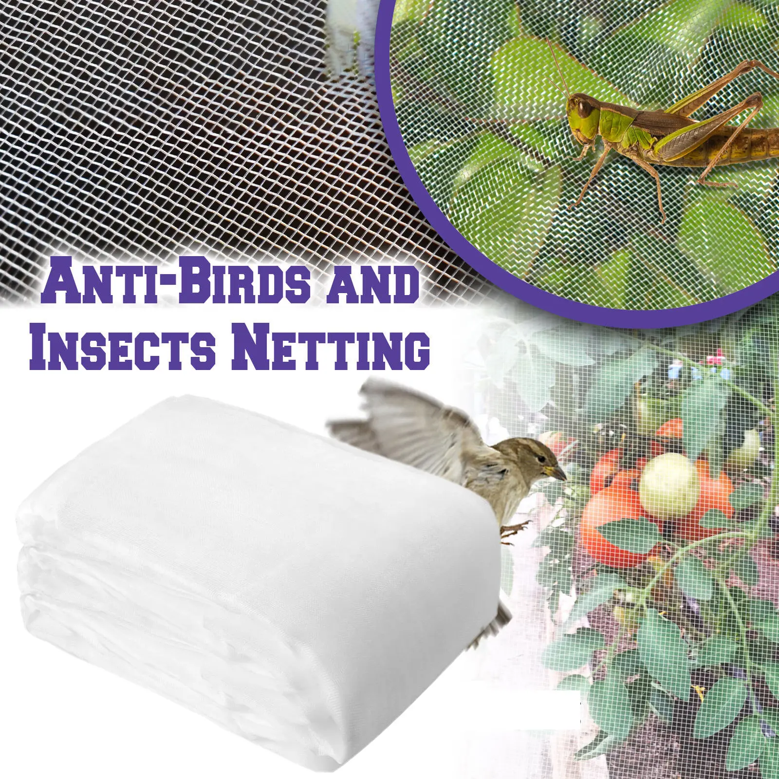 Garden Insect Netting (20-50ft) - Reusable Plant Protector, Fruit Tree & Tomato Netting, Bird Netting for Greenhouse (Plant Care & Support), Fruit Tree Netting