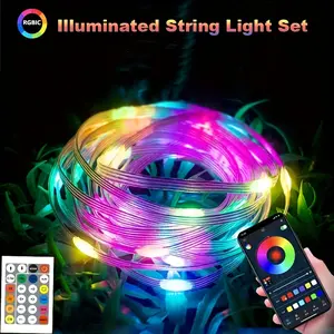 LED Rope Lights Outdoor, RGB Remote Control Fairy String Lights Plug In With 200 LEDs, Super Durable For Bedroom Patio Halloween Christmas Tree Garden Yard Decor