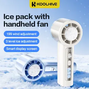 [H KOOLHIVE] Portable Handheld Turbo Fan with Ice Cooler,high- speed fan with 199 speed settings, lce Cooling,4000mAh power bank,for summer Travel Vacation Essentials&Outdoor Activities cool fan Summervibes