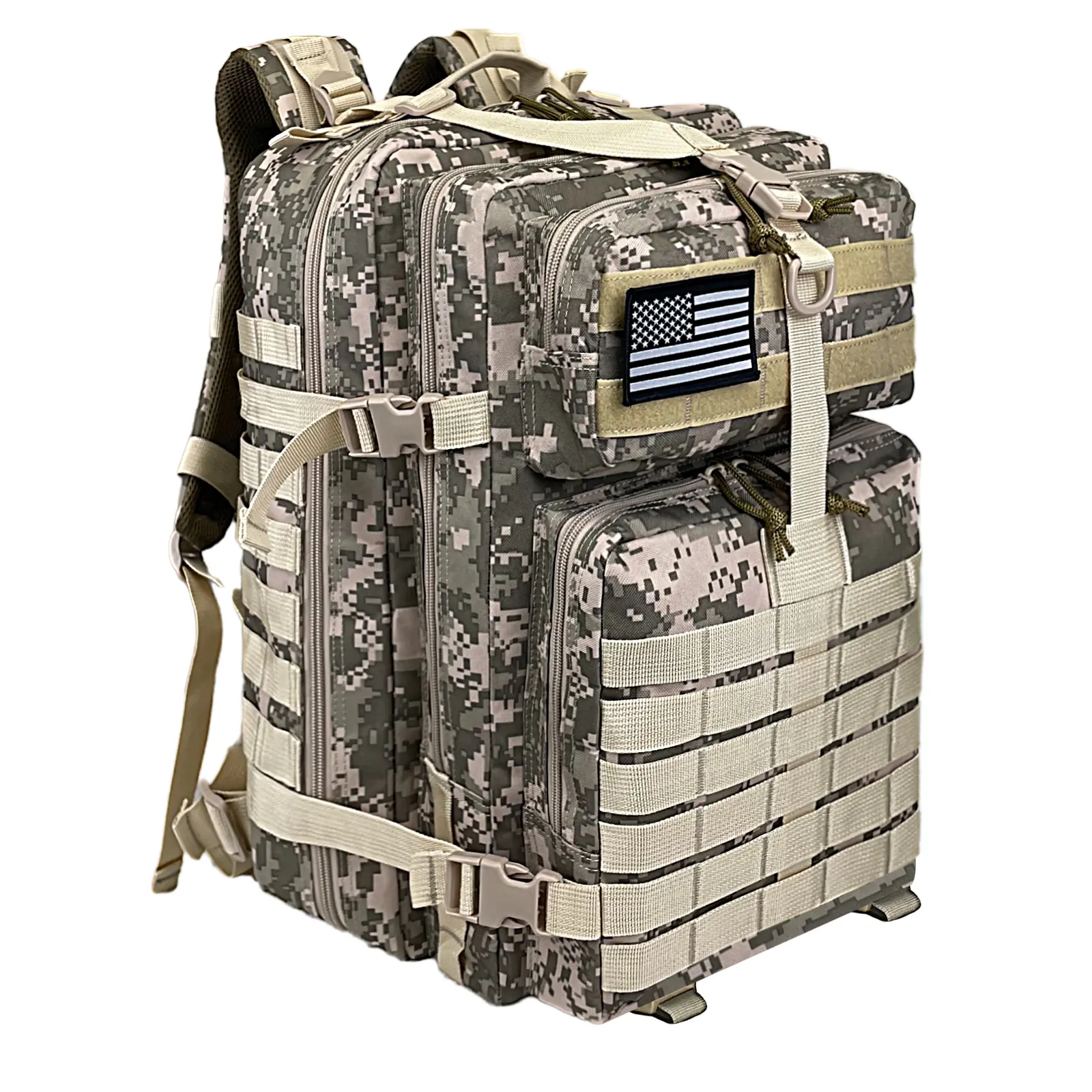 Wolt 45L High-Capacity Tactical Rucksack for Male Adults - 900D Synthetic Waterproof Military Pack, Durable for Outdoor Hiking, Camping (Sports & Outdoor Gym Bag), Polyester, 900D Poly, Military Look, Zip, Sporty Gym Bags, Adventure Backpack, Multifunctio