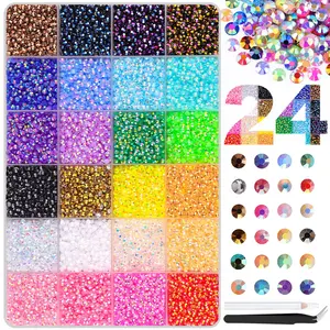 30,000Pcs 24-Color 3mm Jelly Rhinestones Kit with Tools & Tweezers – Flatback Resin Gems for DIY Craft, Nail Art, Tumblers, Phone Cases – Perfect Mother's Day Gift