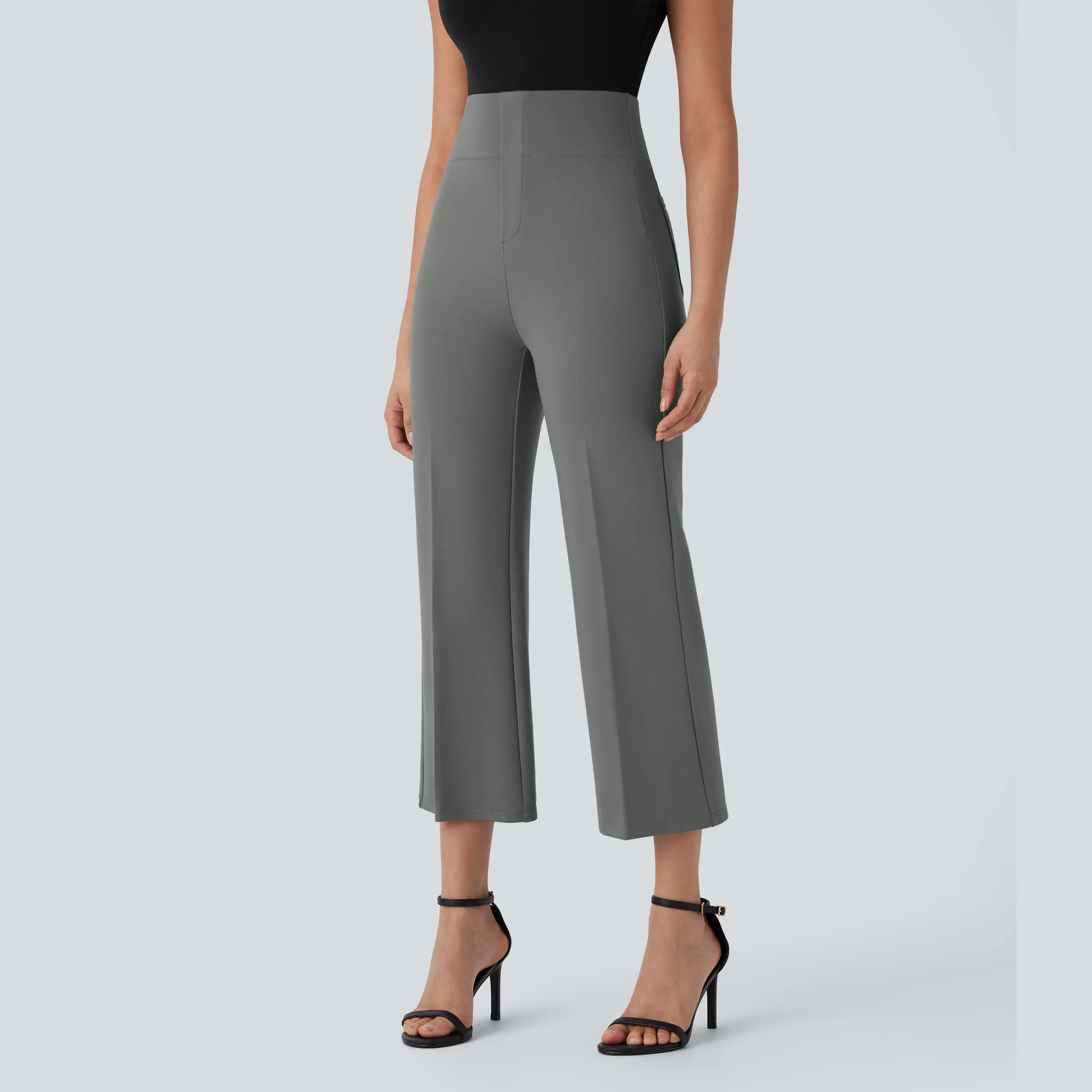 Halara Flex™ High Waisted Tummy Control Back Side Pocket Cropped Slight Flare Work Pants