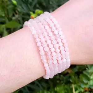 Rose Quartz Bracelet - 4mm, Handmade, Natural Crystals, Custom Sizes