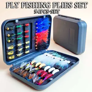 54Pcs/Set #10-#4 Wet Dry Flies Nymphs/Crystal Flash Silk Shrimp Fly Fishing Flies Kit For Trout Flies Artificial Fishing Bait Lure Fishing Lures Fishing Gear Set