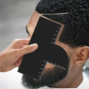1 Barber Styling Card with Measurement Indicator - Curved and Rectangular Sections, Durable Plastic Precision Cutting Tool, Men's Grooming & Professional Styling Aid, No Batteries Needed, Curved Hairline Design | Textured Grip Handle, Haircut Accessories