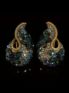 1 Pair of Retro and Antique Style Conch Colored Rhinestone Earrings with Creative Personality, Elegant Temperament for Women, Party and Vacation Earrings, Statement Earrings, Bling Stylish Accessory, High Quality Earrings