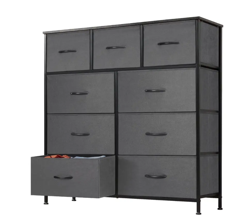 Dressers with 9 Fabric Drawers, 9 Drawers Organization Furniture for Kitchen, Office, Hallway, Grey
