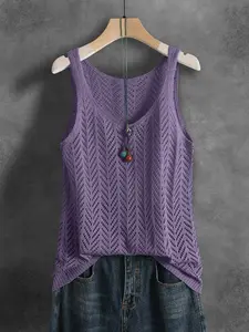 Women's Rhombus Knitwear Sheer Breathable Lightweight Fit Tops, Vintage Casual Leisure Style, Versatile for Travel, Sports, Festivals, Daily Wear, Summer & All Seasons