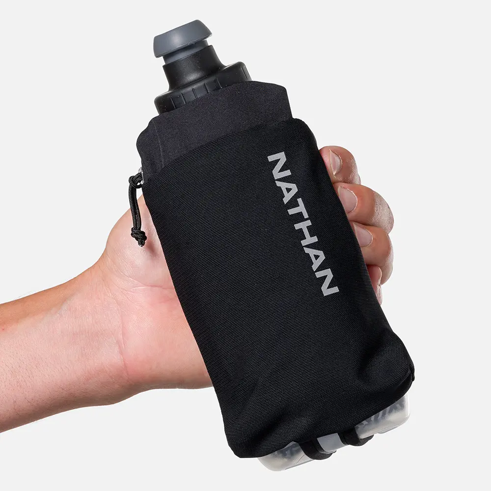 NATHAN SpeedDraw 2 Insulated Flask 12oz Double-Wall Thermos with Ergo Grip & Reflective Print for 360-degree Visibility Portable Drinkware Tumbler