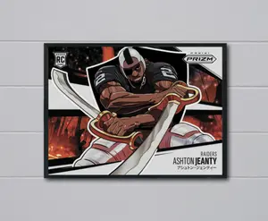 Prizm Ashton Jeanty 2025 Rookie Manga 12x17 Poster Las Vegas Raiders