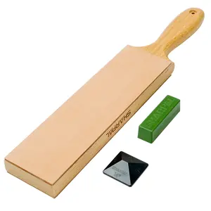 SHARPAL 205H Double-Sided Leather Strop with Green Compound and Angle Guide  8.5" x 2.4" / 215 x 60 mm
