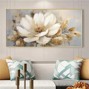 Flower Pattern Unframed Painting, 1 Count Modern Canvas Wall Art, Wall Decor for Home Living Room Bedroom Study Room, Ornaments