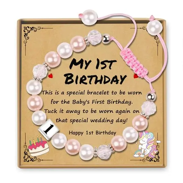 Birthday Gifts for Girls, Beaded Bracelets as 1/2 1 2 3 4 5 6 7 8 9 10 11 12 13 14 15 16 Year Old Birthday Gift, Adjustable Cross/Pearl Bracelet as Happy Birthday Gifts for Daughter