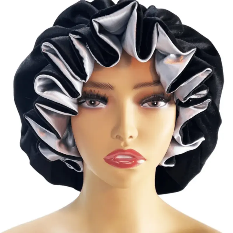 Velvet & Satin Reversible Bonnet – Protective Night Cap for Natural Hair