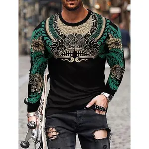 2025 Autumn/Winter New Men's Casual 3D Printed Round Neck Long Sleeve T-shirt Fashion Hoodie Fashion Round Neck Shirt