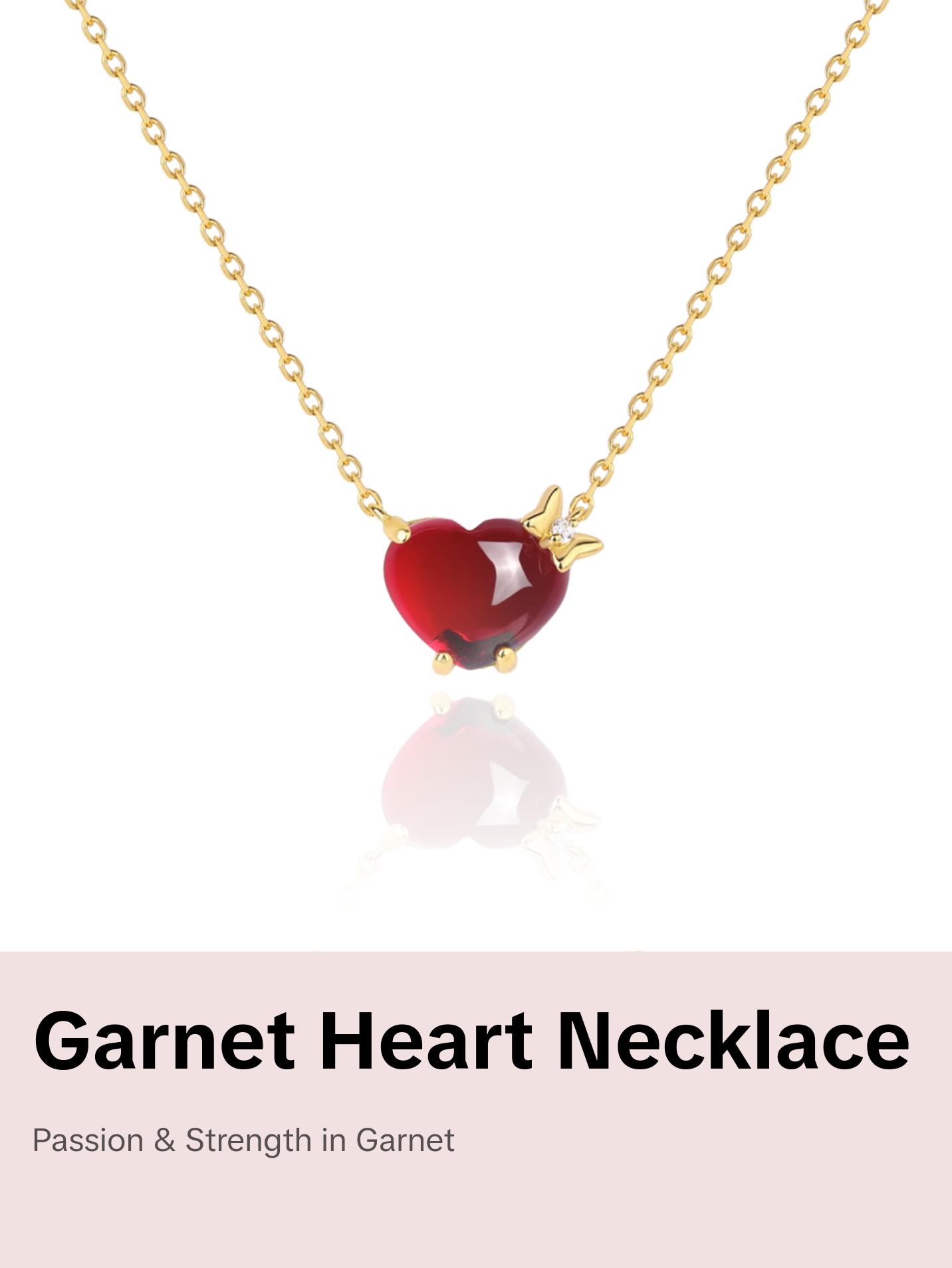 Garnet Heart Pendant Necklace