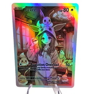 Eevee Cozy Slumber Series Custom Card - Rainbow OR Rainbow Glass Holo