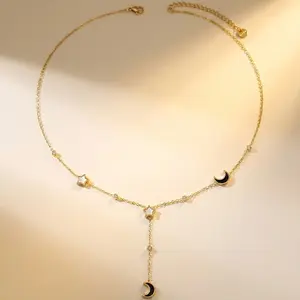 Obsessed With This Dainty 14K Gold Plated Star And Moon Y Necklace For Women  Minimalist Lariat Design With Sparkling Details, Perfect For Layering And Everyday Wear, Aesthetic Gold Jewelry Must Have Gift For Her tiktokshopspringglowup