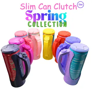 12oz Slim Can Clutch Spring Collection with Lid Cover Vibrant Floral Designs Exclusive Colors for Energy Drinks Picnics Beverage Drinkware Spinner Flower Option Classic Blossom