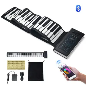 VEVOR 88 Keys Roll Up Keyboard Piano, 128 Rhythms, 128 Tones Portable Electric Digital Hand Roll Piano with Rechargeable Battery 2W Speaker LED Display 5 Ports MIDI Function, for Kids Beginners AdultsVEVOR Super Brand Day